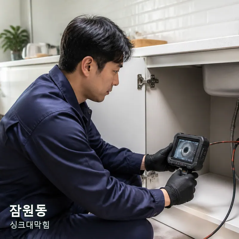 서울 서초구 잠원동 싱크대 하부 배수관을 확인하는 점검 예시