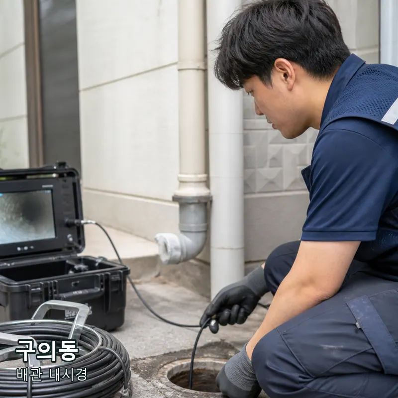 서울 광진구 구의동 옥외 배관을 내시경 장비로 관찰하는 예시