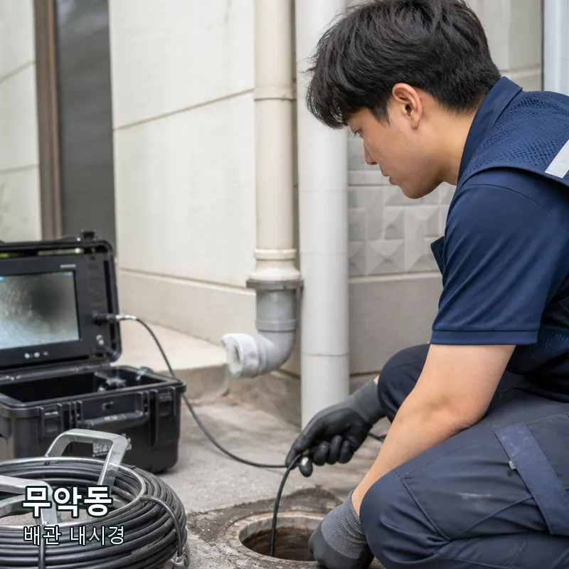 서울 종로구 무악동 옥외 배관을 내시경 장비로 관찰하는 예시
