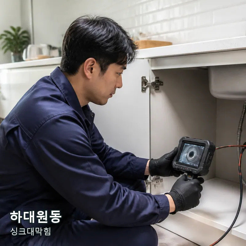 경기 성남시 중원구 하대원동 싱크대 하부 배수관을 확인하는 점검 예시