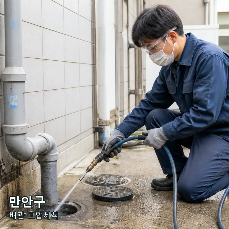 경기 안양시 만안구 외부 배수구와 세척 장비를 확인하는 예시