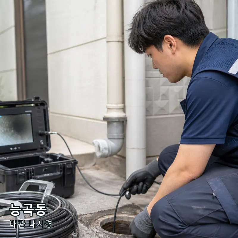 경기 시흥시 능곡동 옥외 배관을 내시경 장비로 관찰하는 예시